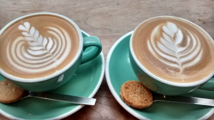 Two flat whites from Little Collins